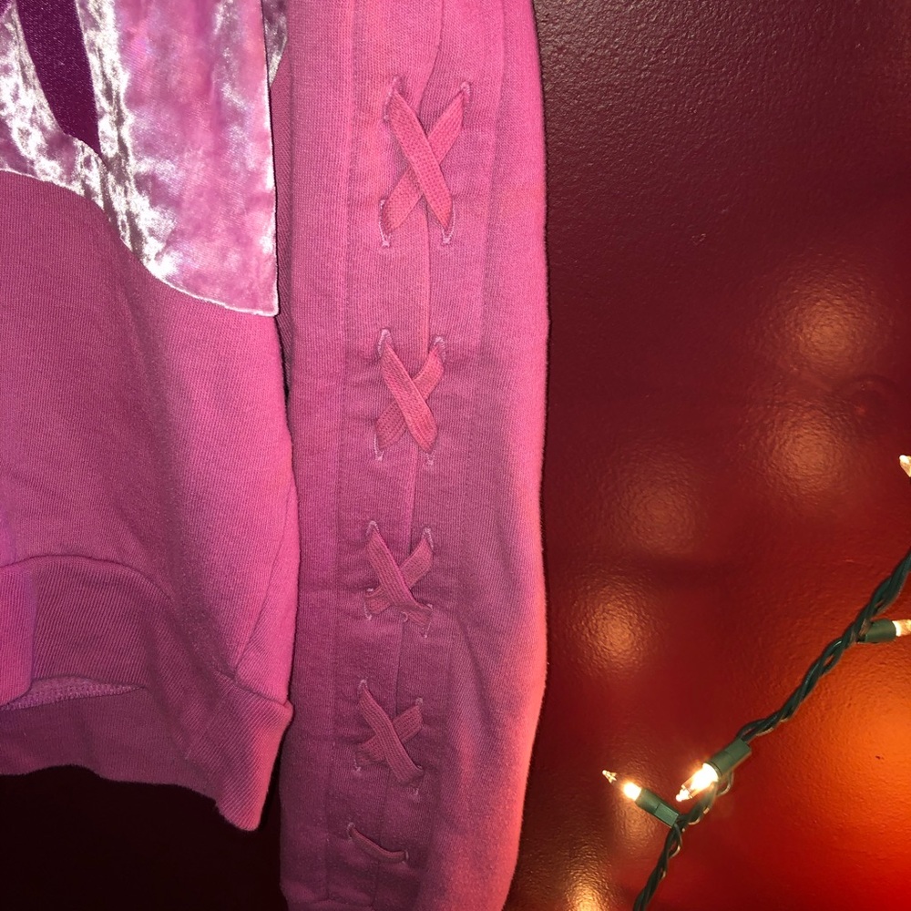 PINK Velvet Accent Stitch Sleeve Hoodie - Picture 2 of 4